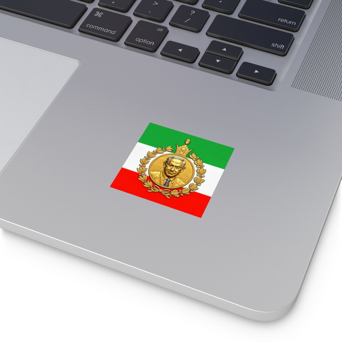 "BIBI JOON" Persian Tricolor Square Sticker with Gold Emblem, Indoor/Outdoor, view 3