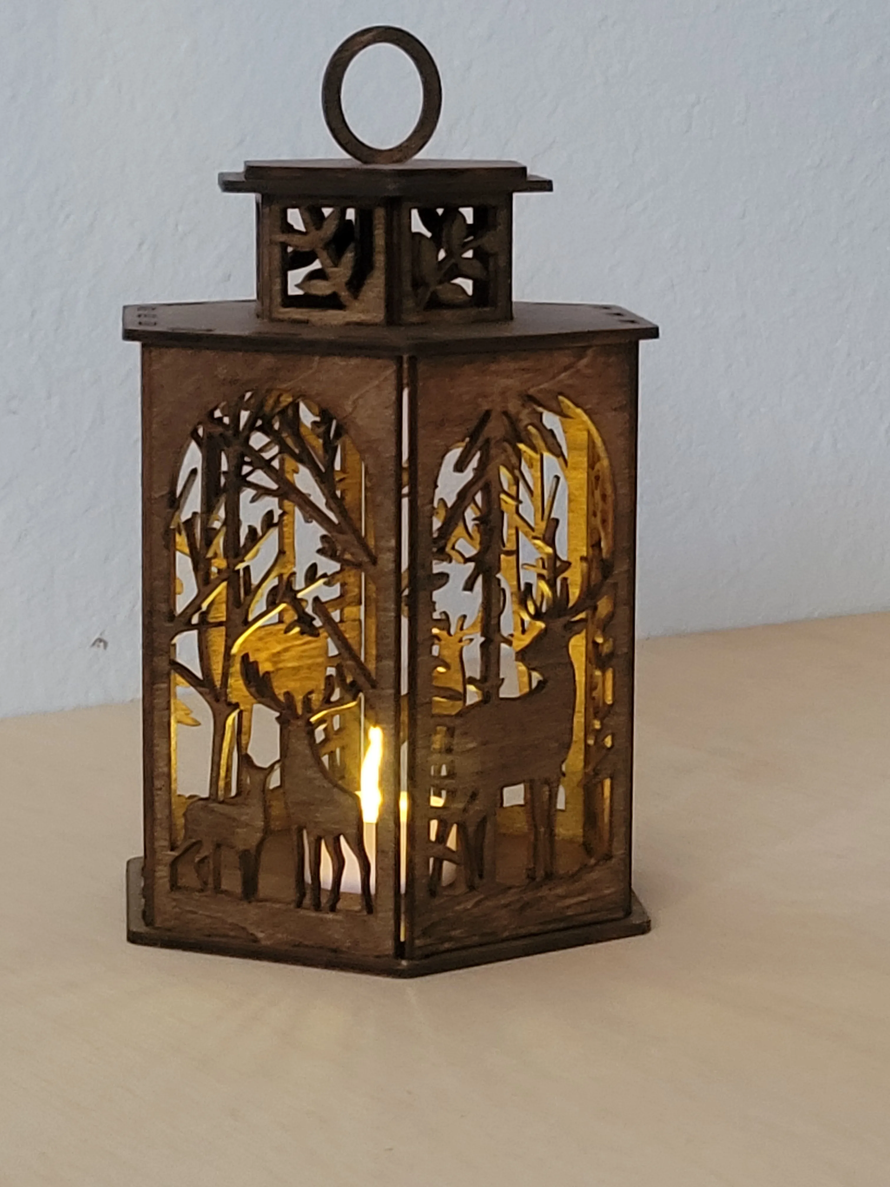 Handmade wood Dad Shadow Box showing layered detail and stain finish