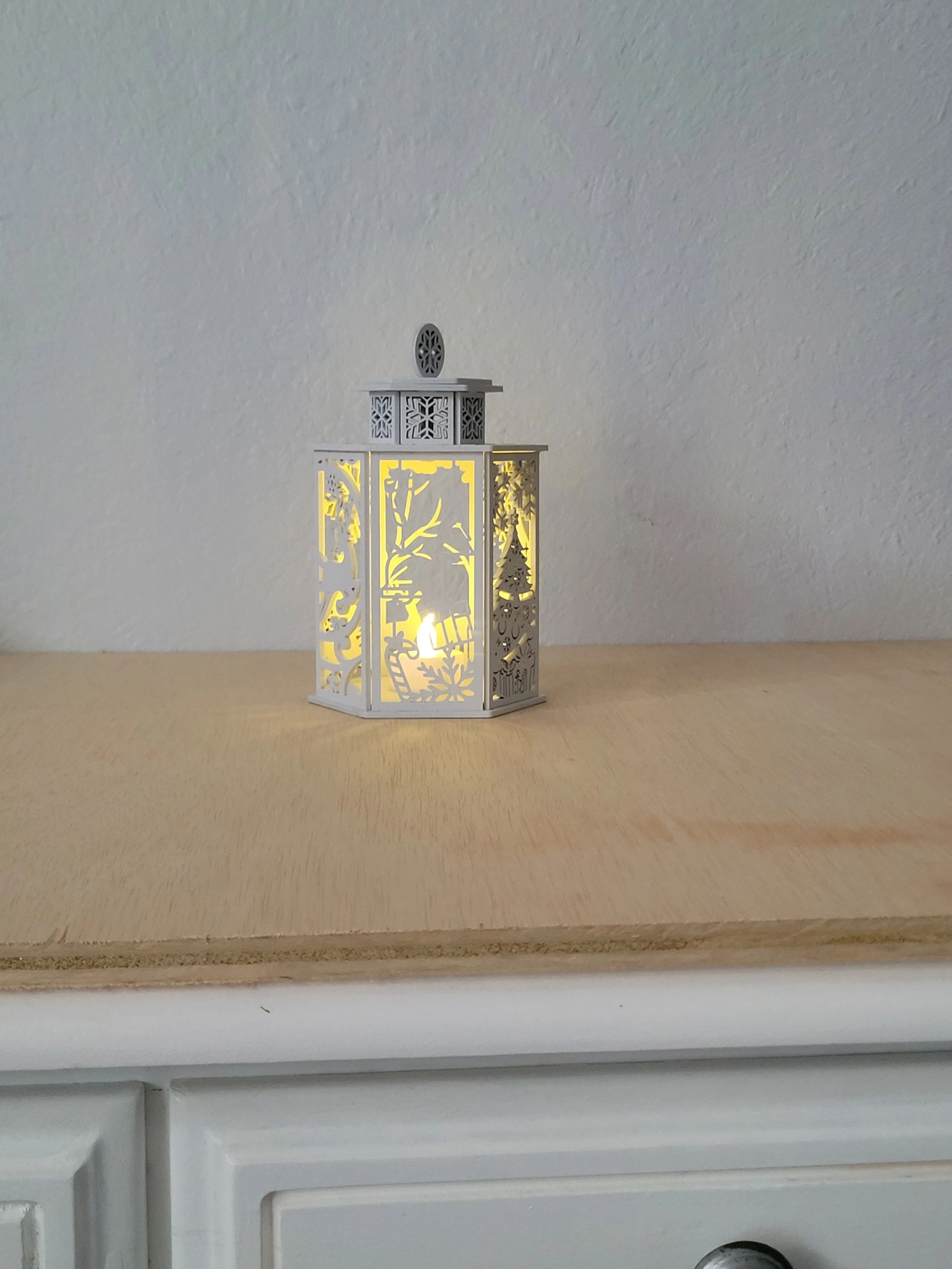 Handmade wood lamp that adds warm light to a room