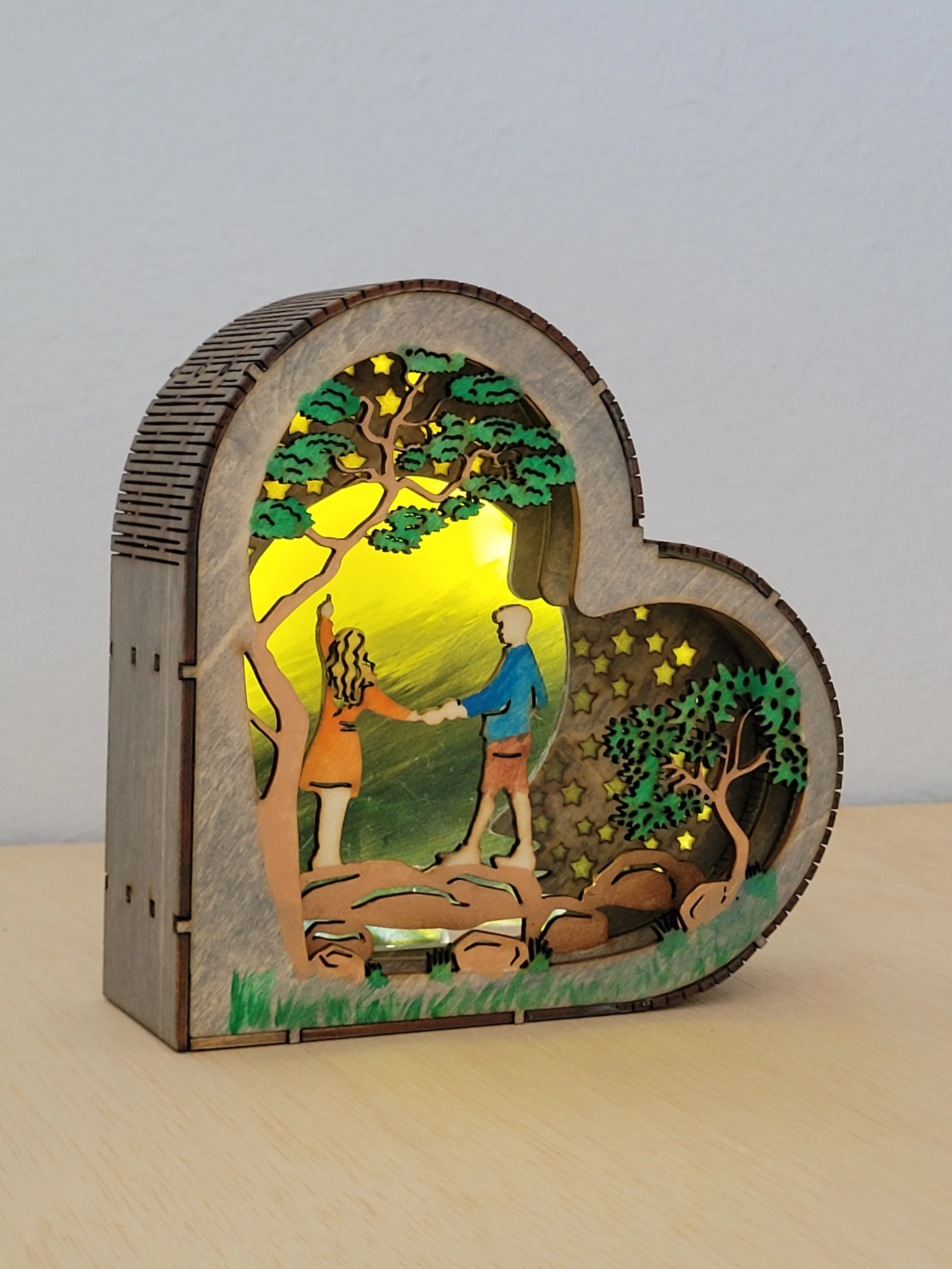 Handmade wooden Dad Shadow Box shown as a display piece