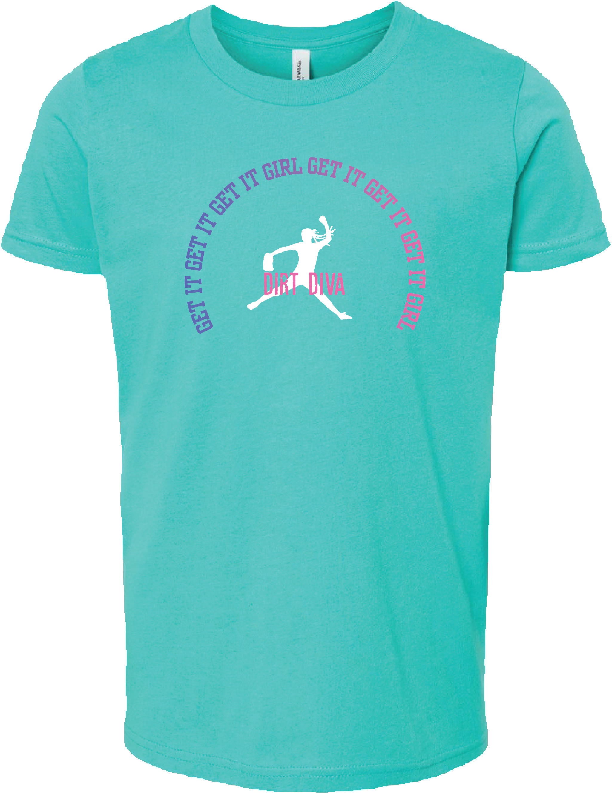 Teal DIRT DIVA GET IT GIRL softball tee