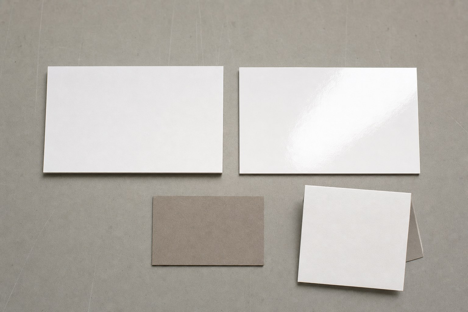 Matte and glossy blank business cards shown side by side