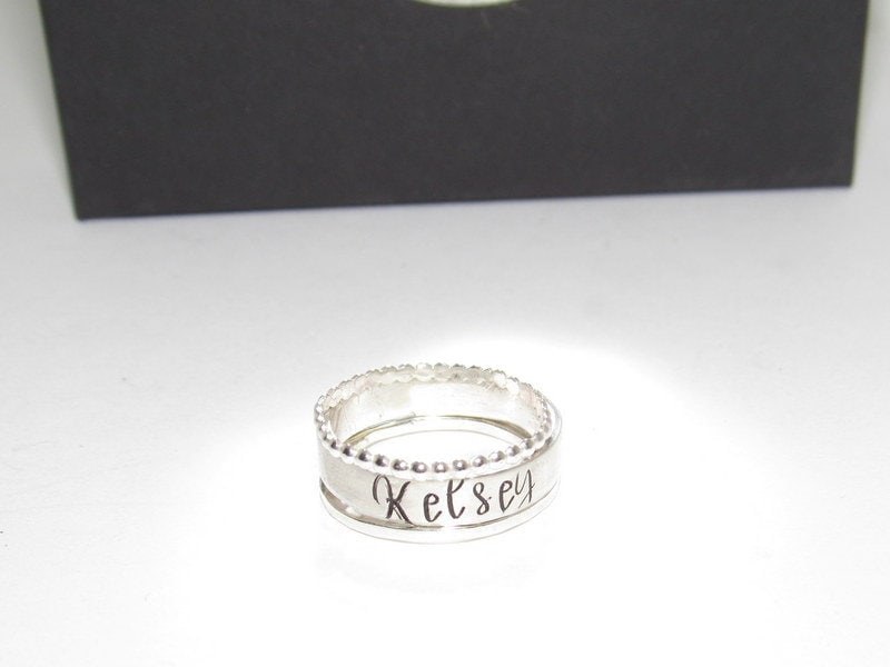 Sterling silver stacking ring for mom, Rings with Names, Stacking Name Rings, Stacked Name Rings for mom , mothers rings, engraved ring