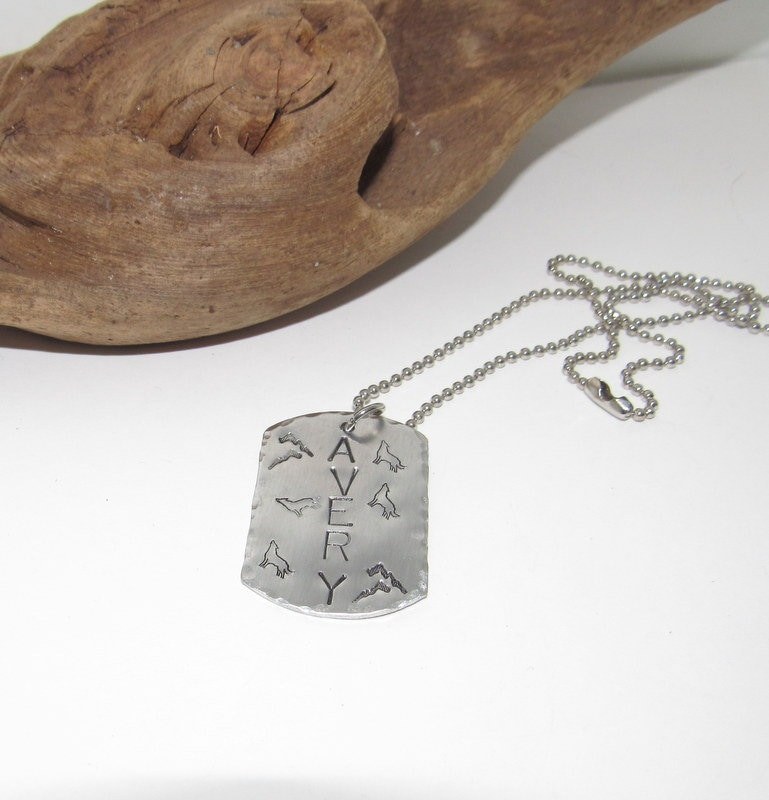 personalized Kids name jewelry , personalized hand stamped jewelry, dog tag necklace with kids name