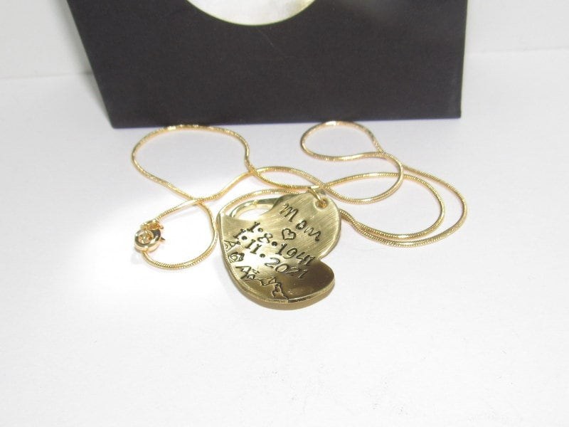 Custom Personalized ring holder necklace in gold, hand stamped ring holder for pregnancy, custom stamped ring necklace handstamped jewelry