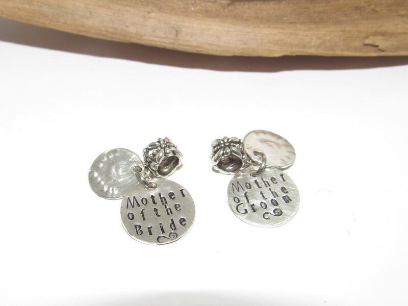 personalized Sterling mother of the bride/groom charm bracelet charm , custom european charm , personalzied hand stamped charm