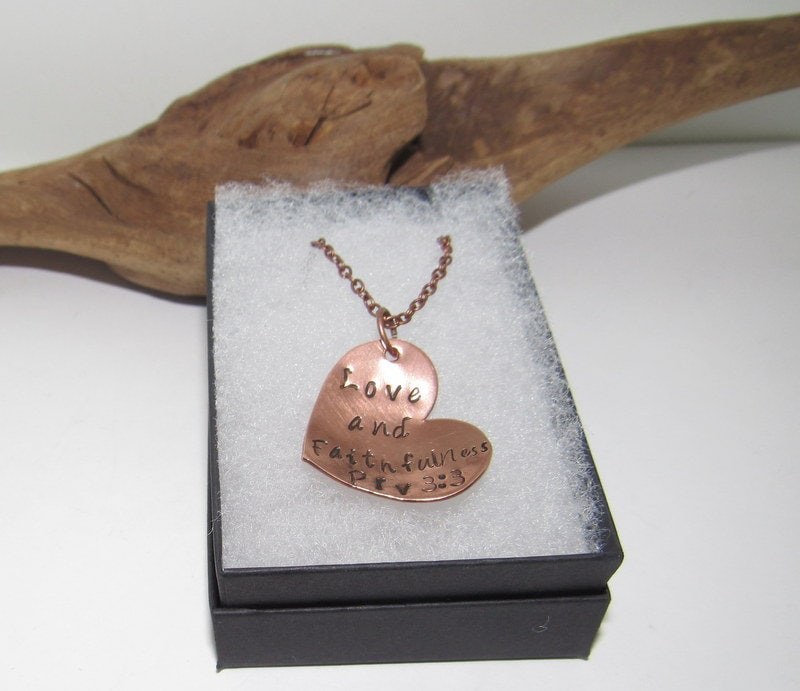 personalized Love and faithfulness Prv 3:3, custom hand stamped jewelry, mommy necklace, bible quote necklace, personalized fashion jewelry