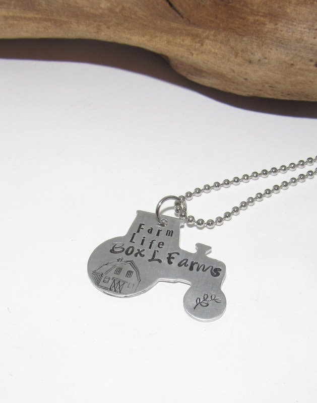 Farm Tractor farm life necklace, cusotm personalized hand stamped jewelry, fashion jewelry for country life, handstamped jewelry