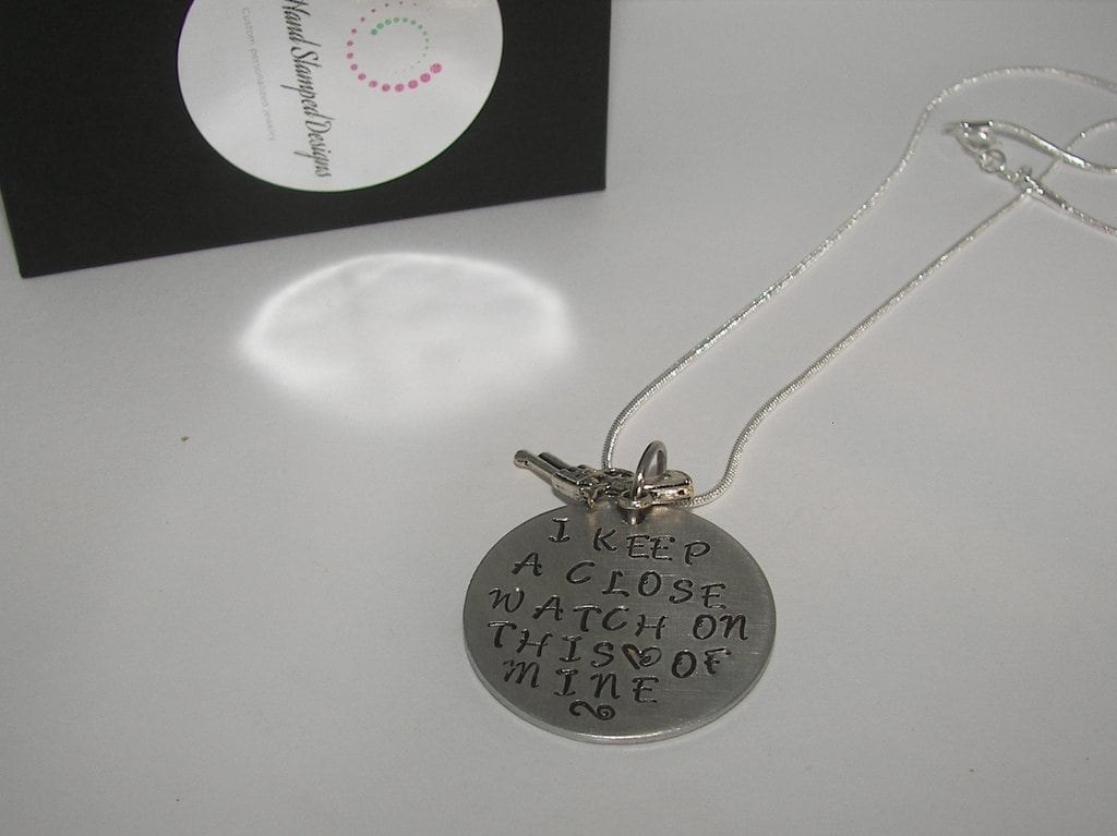 personalized I keep a close watch on this heart, custom personalized hand stamped jewelry , Johnny cash quote handstamped jewelry