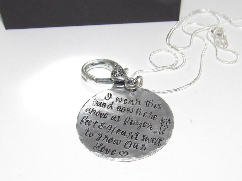 personalized Ring holder necklace , custom personalized mother to be gift, hand stamped new mom or mommy to be necklace handstamped jewelry