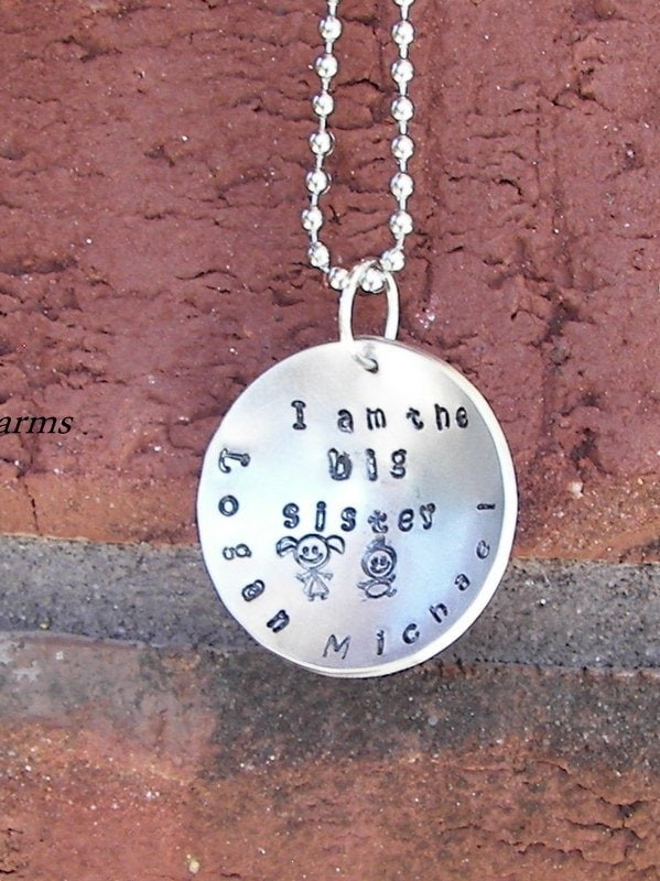 personalized I'm the big sister/big brother, personalized jewelry for new sibling, hand stamped jewelry handstamped jewelry