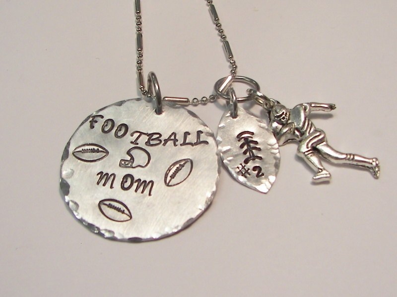 personalized Hand stamped mommy jewelry, personalized jewelry, Football mom sport jewelry, custom necklace handstamped jewelry