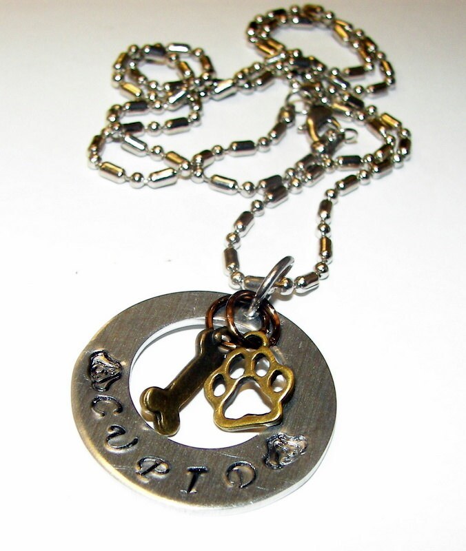 personalized Fur baby Doggy mom necklace, custom hand stamped jewelry, personalized pet mom jewelry handstamped jewelry
