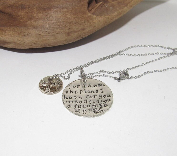 Sterling silver personalized For I know the Plans I have for you custom hand stamped jewelry, religious necklace, Jeremiah 29:11