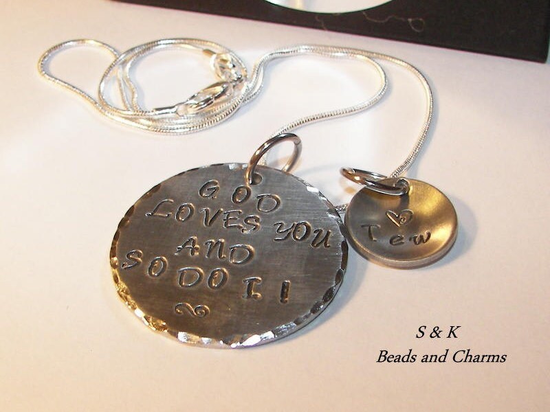 personalized God love your custom necklace, hand stamped jewelry for her, personanlized jewelry , handstamped jewelry , encouragement gift