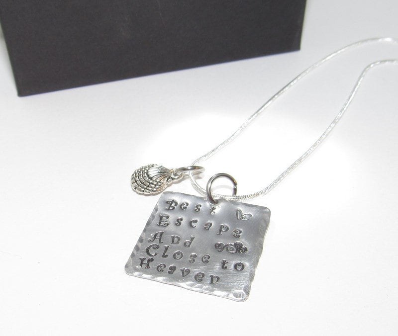 Hand stamped jewelry, Beach life charm, Mommy necklace, Beach charm necklace, personalized, personalized jewelry, beach charm, hand stamped