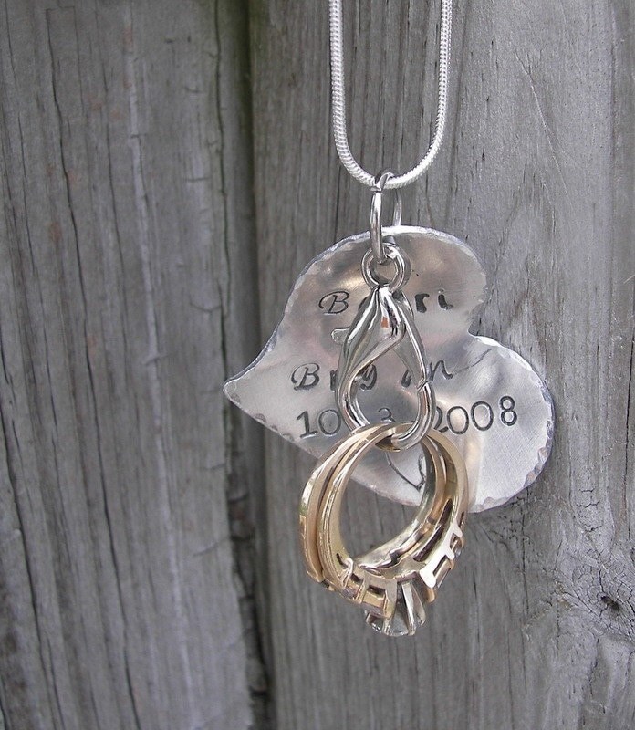 Custom Personalized ring holder necklace, hand stamped ring holder for pregnancy, custom stamped ring necklace handstamped jewelry