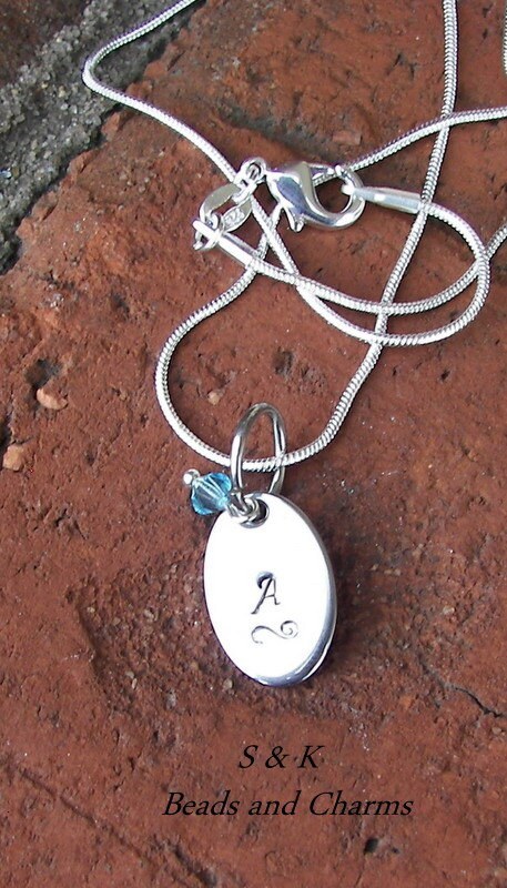 Tiny initial necklace, Custom hand stamped, engraved charm, personalized necklace, mom necklace, hand stamped jewelry, handstamped