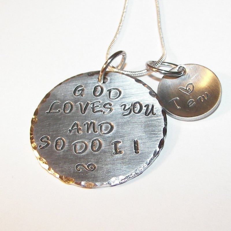 personalized Sterling silver God love you and so do I necklace, Hand stamped jewelry, religious personalized jewelry, handstamped jewelry