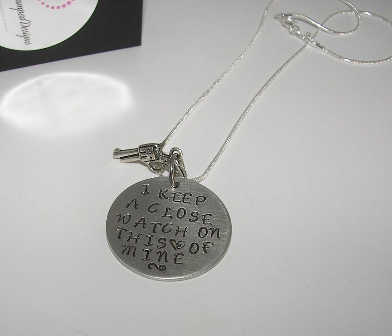 personalized sterling silver I keep a close watch on this heart, custom personalized hand stamped jewelry , Johnny cash quote