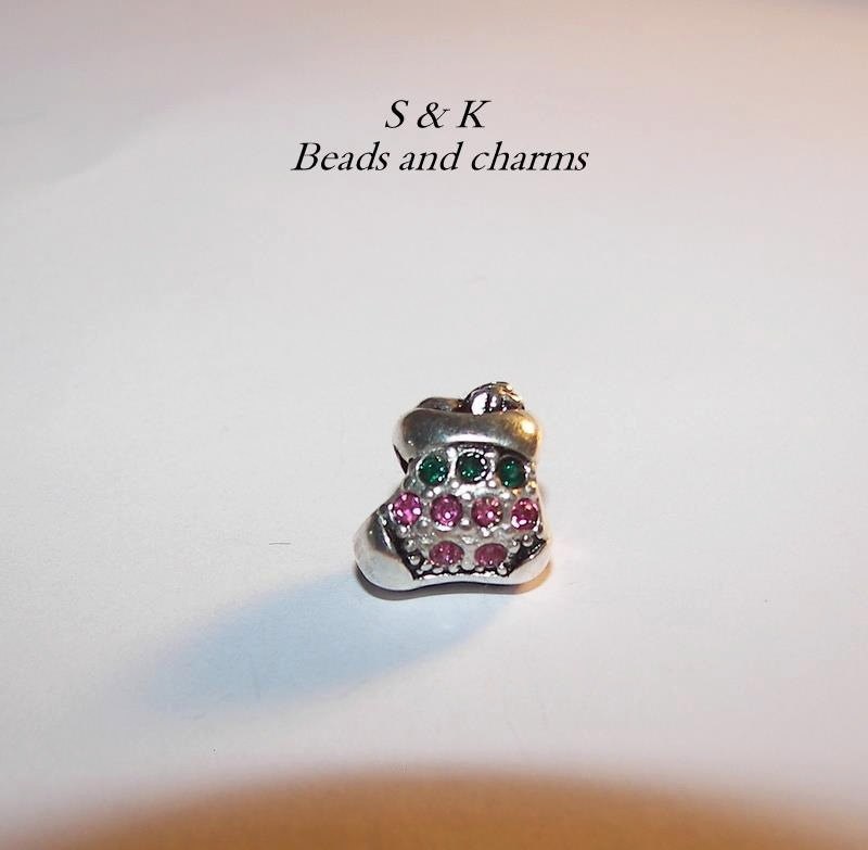 925 sterling silver, christmas stocking charm, European charms , fits pandora, European bead, fits snake chain bracelet
