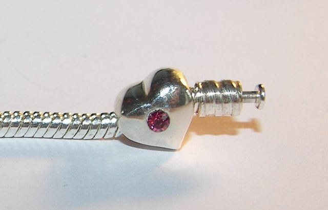 925 sterling silver heart charm , large hole bead charm , european charm bead for snake chain bracelet