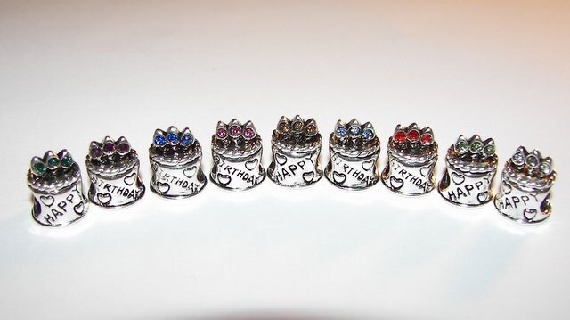 925 sterling silver Birthday cake charm,large hole charm bead for snake chain bracelets, European charm bracelet charms