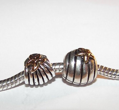 925 sterling silver shell charm, European large whole beads to fits snake chain bracelet