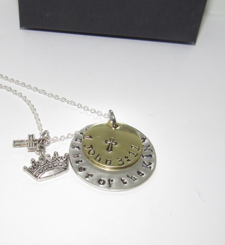personalized Daughter of the king, Custom personalized Hand stamped jewelry, confirmation gift necklace