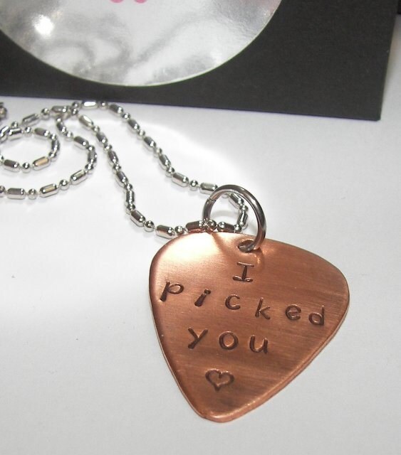 personalized I picked you copper pick necklace, Fathers day gift personalized gift for dad, custom stamped