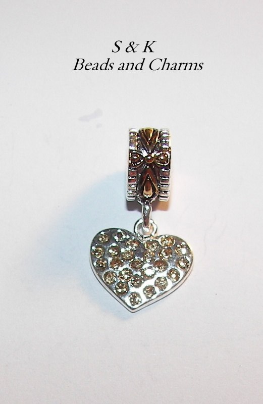 925 sterling silver, November birthstone heart, charm with gem, charms for European charm bracelets, charms for snake chain bracelet