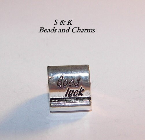 925 sterling silver good luck charm, charms for European charm bracelets, Large whole bead charms for snake chain bracelet