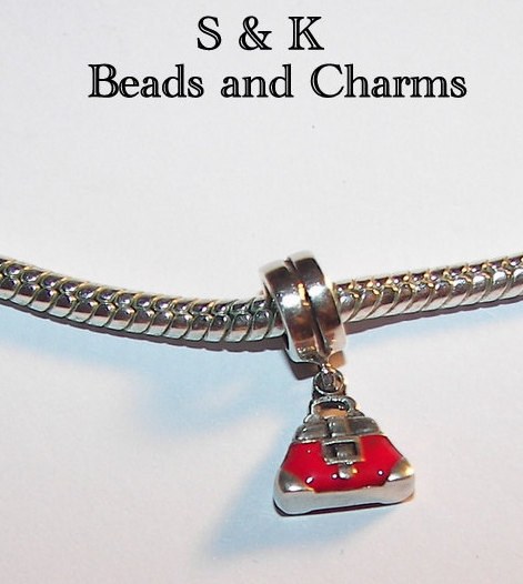 925 sterling silver purse charm, European charms to fits snake chain bracelet, large hole bead