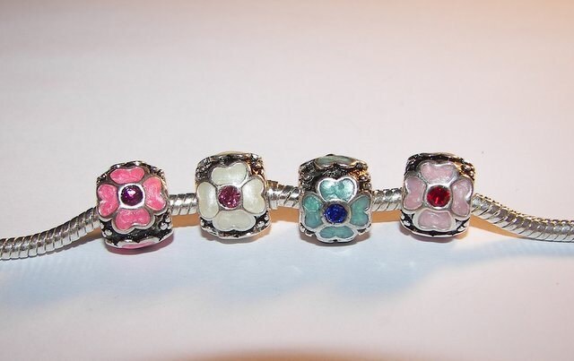 925 sterling silver flower charm, European charms , european charm, European bead, fits snake chain bracelet