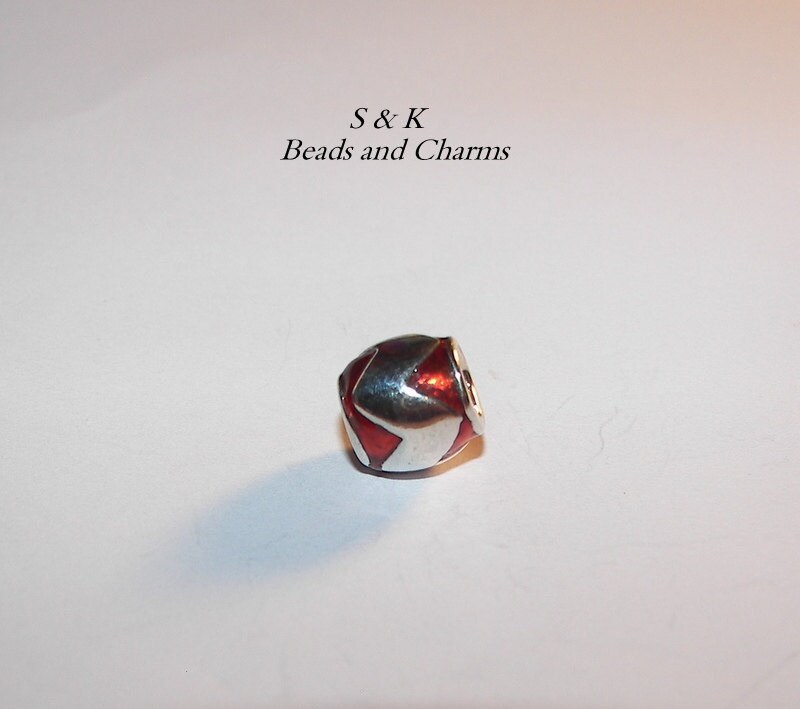 925 sterling silver , red and silver enamel , Christmas charm, European charms, european charm, fits pandora, fits snake chain bracelet