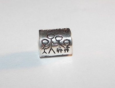925 sterling silver family charm, large hole charm bead for snake chain bracelets, European charm bracelet charms