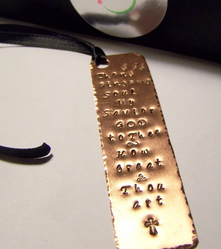 personalized Custom hand stamp book mark, personalized gift for book lover, copper metal stamped book mark handstamped jewelry