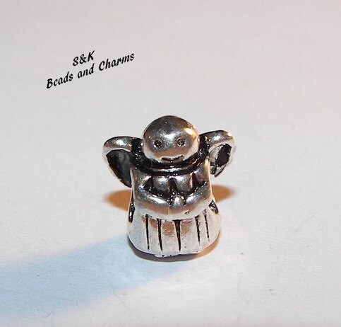 925 sterling silver angel charm, European large hole bead charm to fit snake chain bracelet