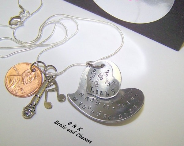 personalized Latitude and longitude necklace, coordinates, jewelry, custom stamped, hand stamped jewelry, mommy necklace, friends necklace,