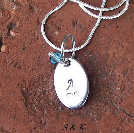 personalized Tiny initial minimalist necklace, Custom personalized hand stamped necklace, mothers hand stamped jewelry handstamped jewelry