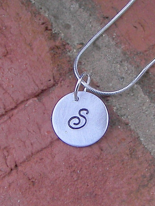 personalized 925 sterling Personalized initial charm necklace, tiny initial charm necklace , custom hand stamped jewelry