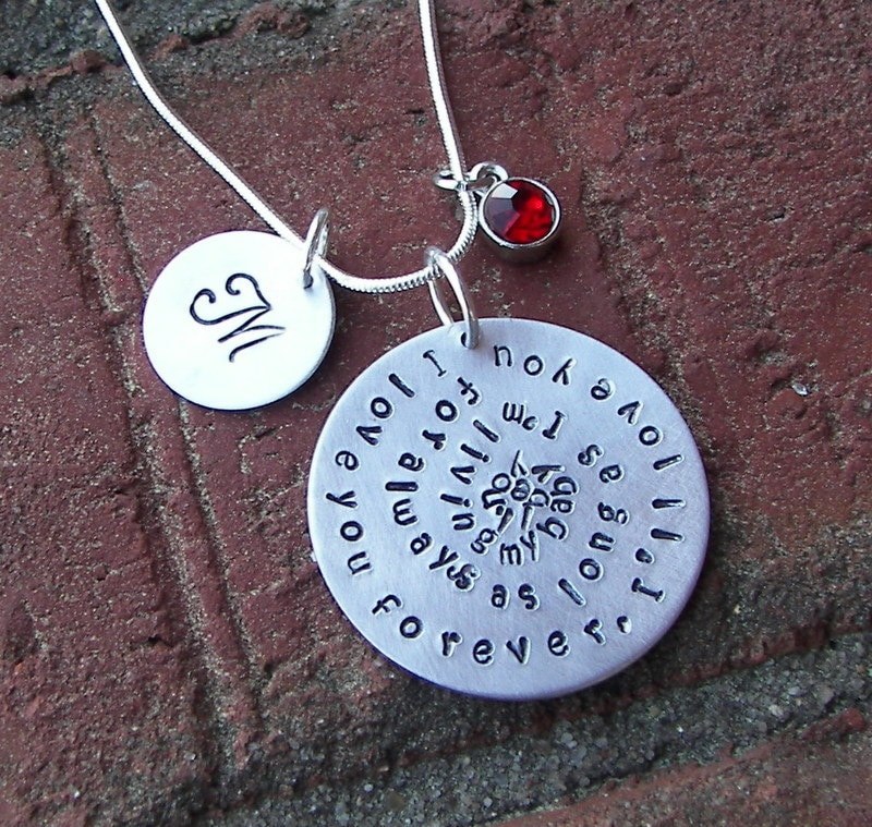 Sterling, As Long as I am living, Hand stamped jewelry, mommy jewelry, personalized, engraved jewelry, I 'll love you forever, handstamped