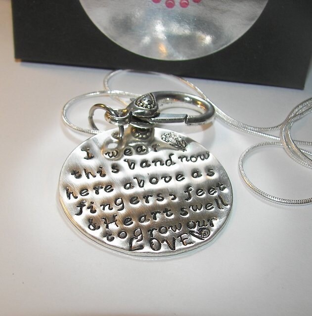 personalized Sterling silver Maternity ring holder, Ring holder necklace personalized jewelry, mommy necklace hand stamped jewelry