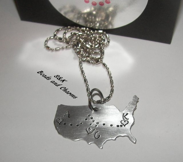 personalized long distance relationship United States Necklace, Moving missing you going away Gift , personalized friendship necklace