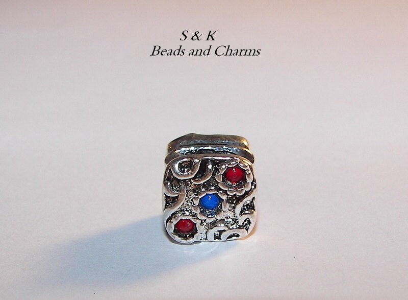 925 sterling silver charm with gem, charms for European charm bracelets, charms for snake chain bracelet