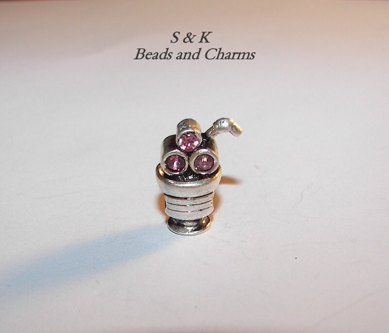personalized 925 sterling silver soda charm with gem, large hole beads for European charm bracelets, charms for snake chain bracelet