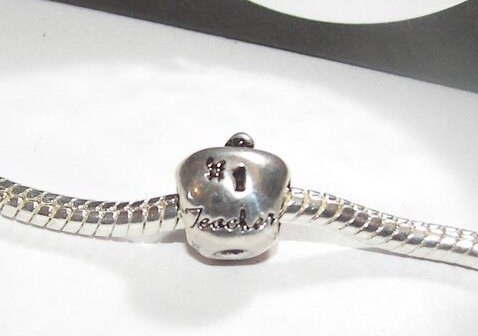 925 sterling silver apple european charm large hole bead for snake chain bracelet. 925 sterling european charm fits pandora.