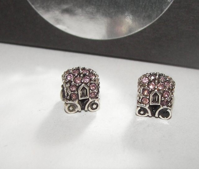Carriage charm , sterling silver european charms, large whole bead for snake chain bracelet