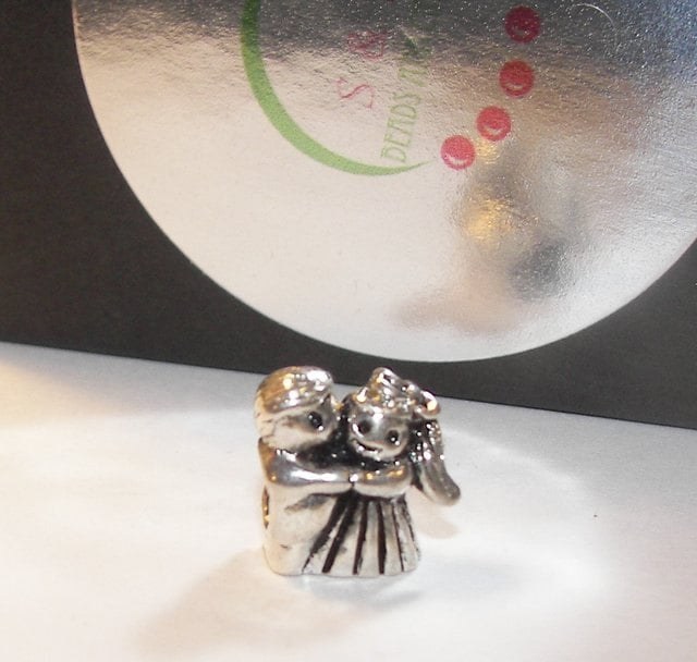 925 sterling silver charm bride and groom large hole bead, wedding dance charm for European charm snake chain bracelet