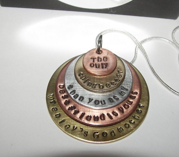 Godmother gift, Hand Stamped Jewelry, Personalized Necklace, Personalized jewelry, Hand Stamped Necklace, stamped jewelry, stackedcharm